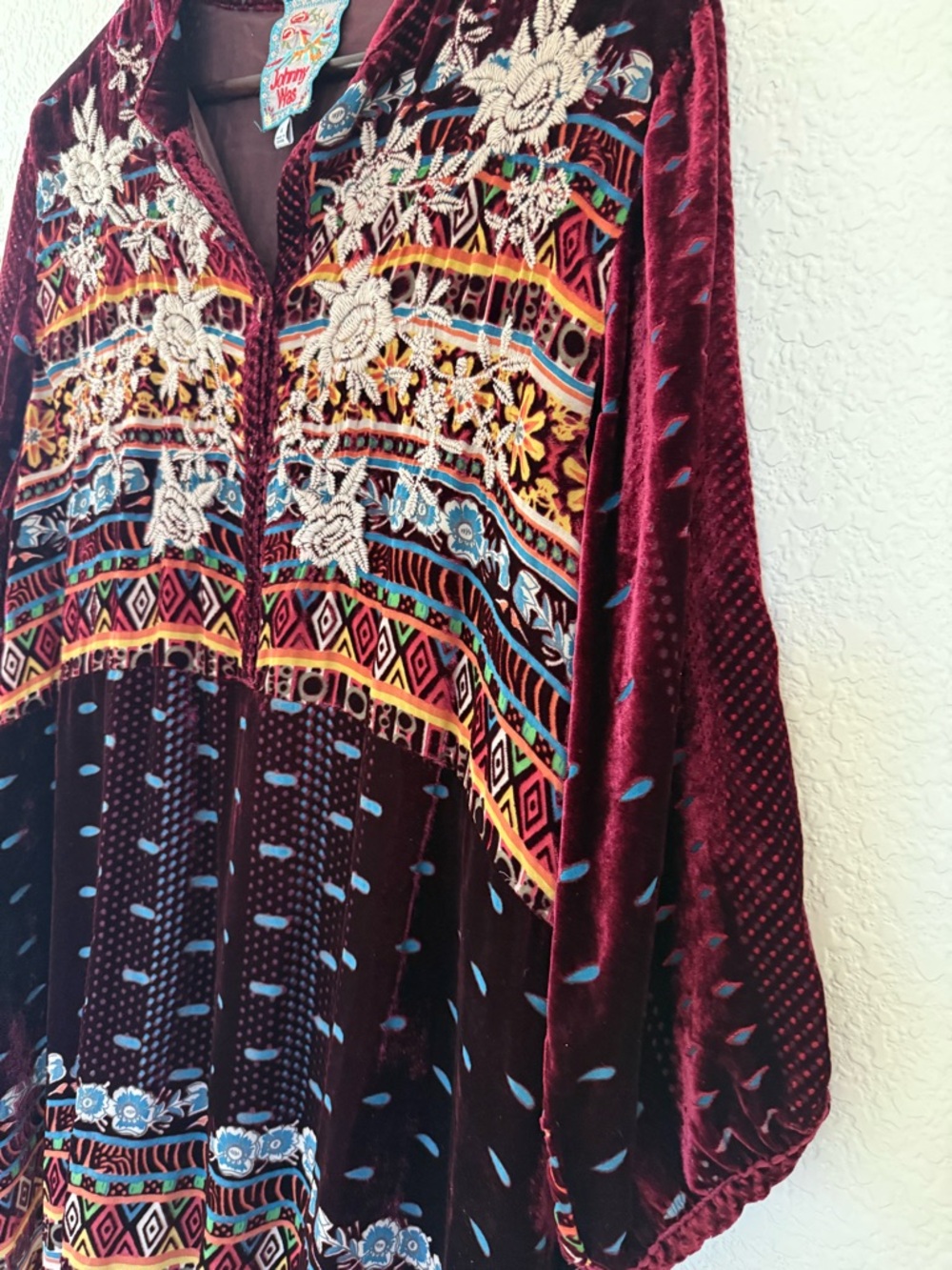 Johnny Was Velvet Embroidered Tunic Dress| | Boho Kantha Bae Style| XL - Picture 9 of 16